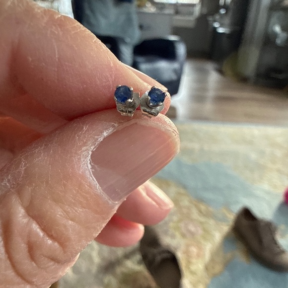 Custom made Jewelry - 14k White Gold Dainty Ceylon Blue Sapphire Studs 2.65mm